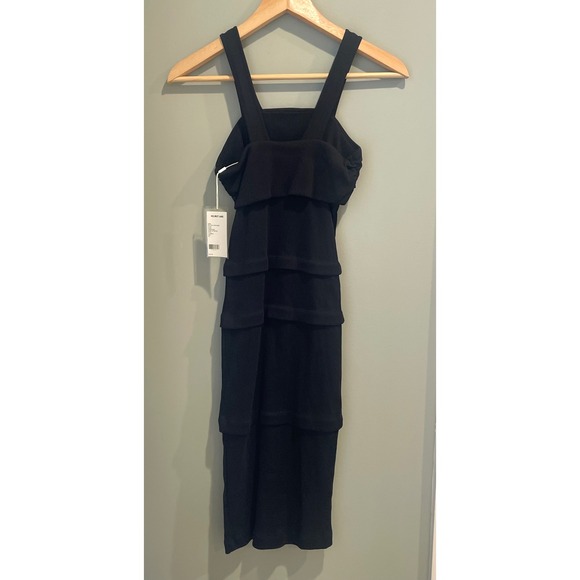 Helmut Lang Dresses & Skirts - HELMUT LANG Black Multi Layer Rib Knit‎ Cotton Dress XS
